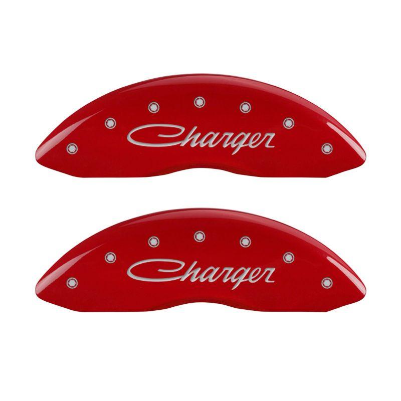 MGP 12162SCHSRD - MGP12162SCHSRD - MGP 4 Caliper Covers Engraved Front & Rear Cursive/Charger Red finish silver ch - Shipped in Europe - Tuningsupply.com