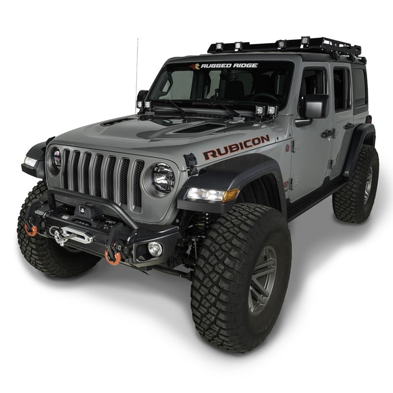 Rugged Ridge 11549.03 - RUG11549.03 - Rugged Ridge Arcus Front Bumper Tube Overrider Black 18-20 Jeep Wrangler JL - Shipped in Europe - Tuningsupply.com