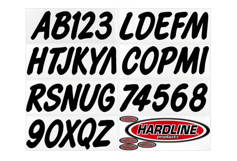Hardline BLK400EC - HRLBLK400EC - Hardline Boat Lettering Registration Kit 3 in. - 400 Black Solid - Shipped in Europe - Tuningsupply.com
