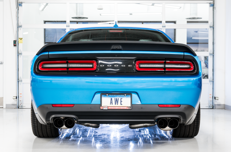 AWE Tuning 3020-43082 - AWE3020-43082 - AWE Tuning 2015+ Dodge Challenger 6.4L/6.2L Non-Resonated Touring Edition Exhaust - Quad Black Tips - Shipped in Europe - Tuningsupply.com