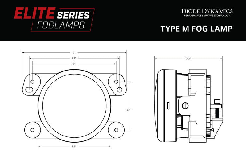 Diode Dynamics DD5130P - DIODD5130P - Diode Dynamics Elite Series Type M Fog Lamps - White (Pair) - Shipped in Europe - Tuningsupply.com