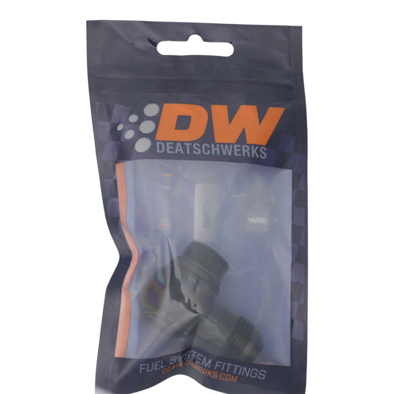 DeatschWerks 6-02-0416-B - DWK6-02-0416-B - DeatschWerks 8AN ORB Male to 8AN Male Flare Low Profile 90-Degree Swivel - Anodized Matte Black - Shipped in Europe - Tuningsupply.com