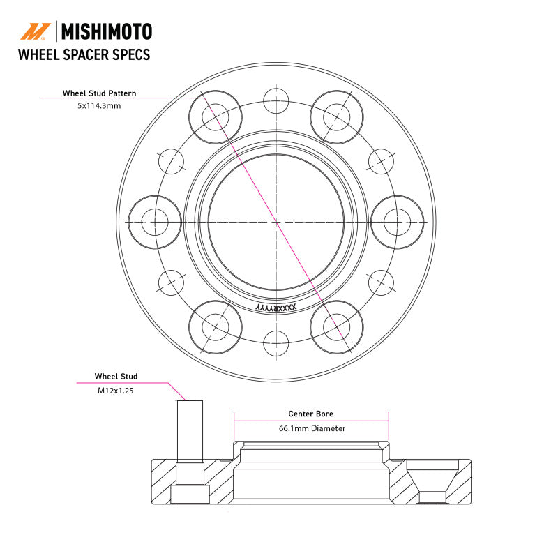 Mishimoto MMWS-007-250BK - MISMMWS-007-250BK - Mishimoto Wheel Spacers - 5x114.3 - 66.1 - 25 - M12 - Black - Shipped in Europe - Tuningsupply.com