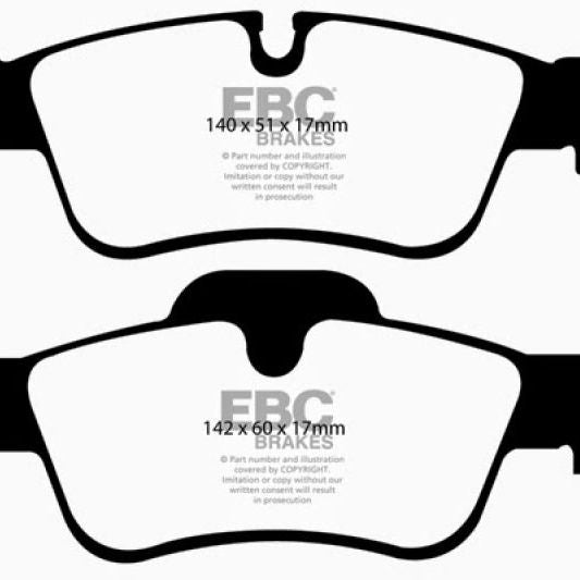 EBC DP41593R - EBCDP41593R - EBC 05-06 Mercedes-Benz G55 AMG 5.4 Supercharged Yellowstuff Rear Brake Pads - Shipped in Europe - Tuningsupply.com