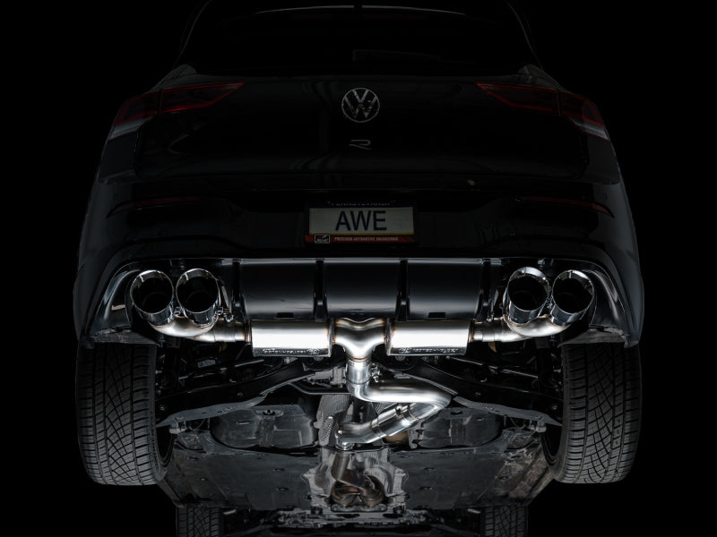 AWE Tuning 3015-42658 - AWE3015-42658 - AWE MK8 Volkswagen Golf R 3in Touring Edition Quad Exhaust - Chrome Silver Tips - Shipped in Europe - Tuningsupply.com