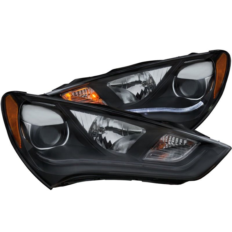 ANZO 121511 - ANZ121511 - ANZO 2013-2015 Hyundai Genesis Projector Headlights w/ Plank Style Design Black (HID Compatible) - Shipped in Europe - Tuningsupply.com