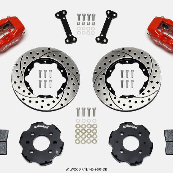 Wilwood 140-8695-DR - WIL140-8695-DR - Wilwood Forged Dynalite Front Hat Kit 11.00in Drilled Red Integra/Civic w/Fac.240mm Rtr - Shipped in Europe - Tuningsupply.com