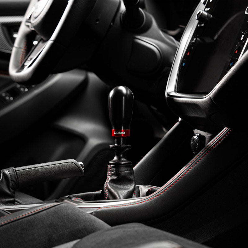 COBB 213370-BK - COBB213370-BK - Cobb Subaru 6-Speed Tall Weighted COBB Shift Knob - Black (Incl. Both Red + Blk Collars) - Shipped in Europe - Tuningsupply.com