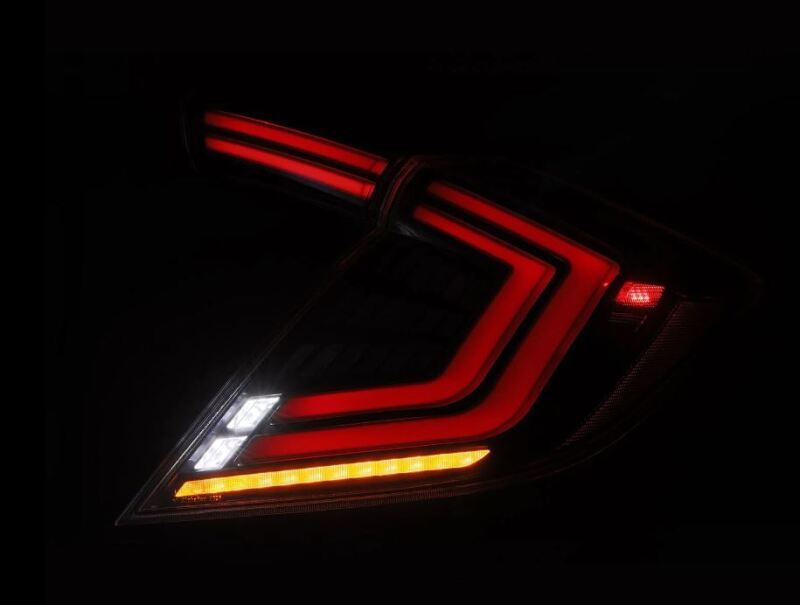 AlphaRex 676000 - ARX676000 - AlphaRex 16-21 Honda Civic Hatchback/ Type-R FK8 Nova-Series LED Tail Lights (Pair) - Alpha Black - Shipped in Europe - Tuningsupply.com