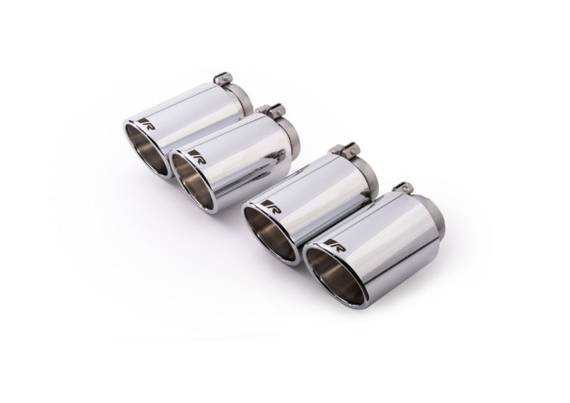 Remus 0046 70SR - RMS0046 70SR - Remus Stainless Steel 102mm Angled Rolled Edge Chrome Tail Pipe Set (Quad Tips) - Shipped in Europe - Tuningsupply.com