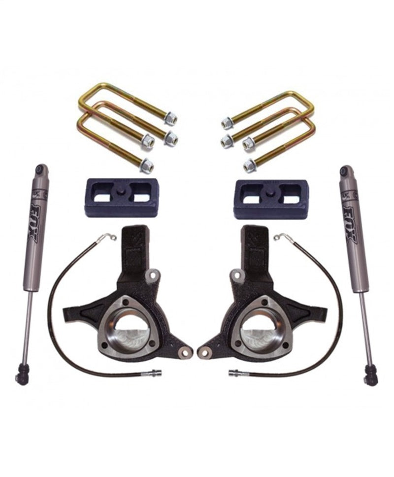 Maxtrac - MXTK881343F - MaxTrac 07-16 GM C1500 2WD w/Cast Steel Susp. 4.5in/2in MaxPro Elite Spindle Lift Kit w/FOX Shocks - Shipped in Europe - Tuningsupply.com