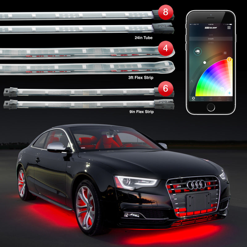 XKGLOW KS-Car-Pro - XKGKS-CAR-PRO - XK Glow Strip Million Color XKCHROME App Undercar Kit (8x24In Tube + 6x10In Strip + 4x36In) - Shipped in Europe - Tuningsupply.com
