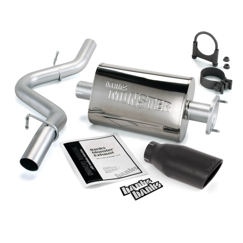 Banks Power 51314-B - GBE51314-B - Banks Power 04-06 Jeep 4.0L Wrangler Monster Exhaust System - SS Single Exhaust w/ Black Tip - Shipped in Europe - Tuningsupply.com
