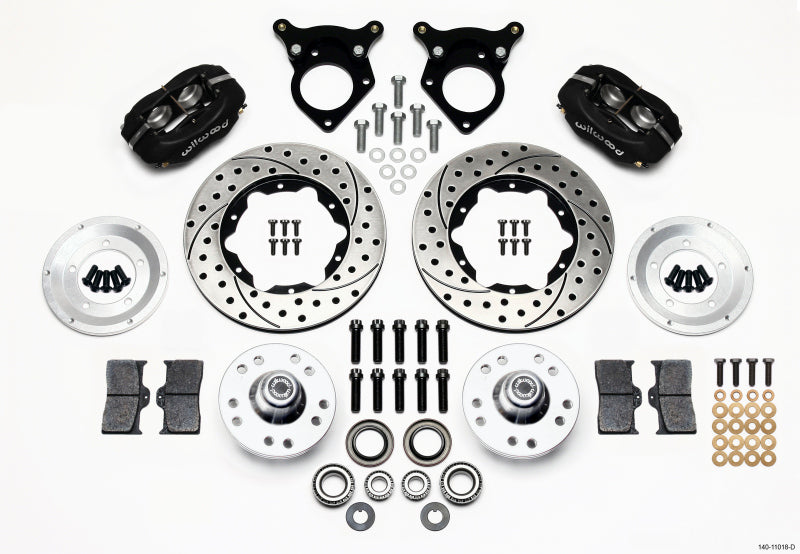 Wilwood 140-11018-D - WIL140-11018-D - Wilwood Forged Dynalite Front Kit 11.00in Drilled 87-93 Mustang 5 Lug - Shipped in Europe - Tuningsupply.com