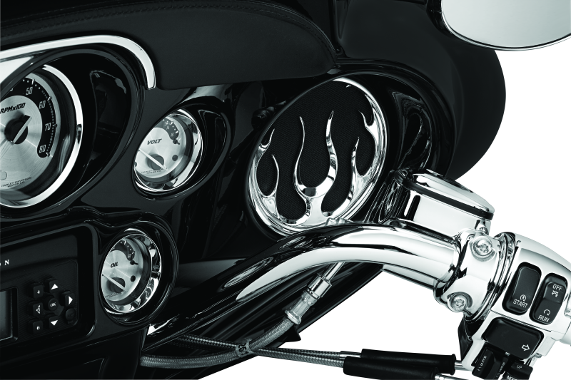 Kuryakyn 3788 - KUR3788 - Kuryakyn Flame Speaker Grills Chrome - Shipped in Europe - Tuningsupply.com