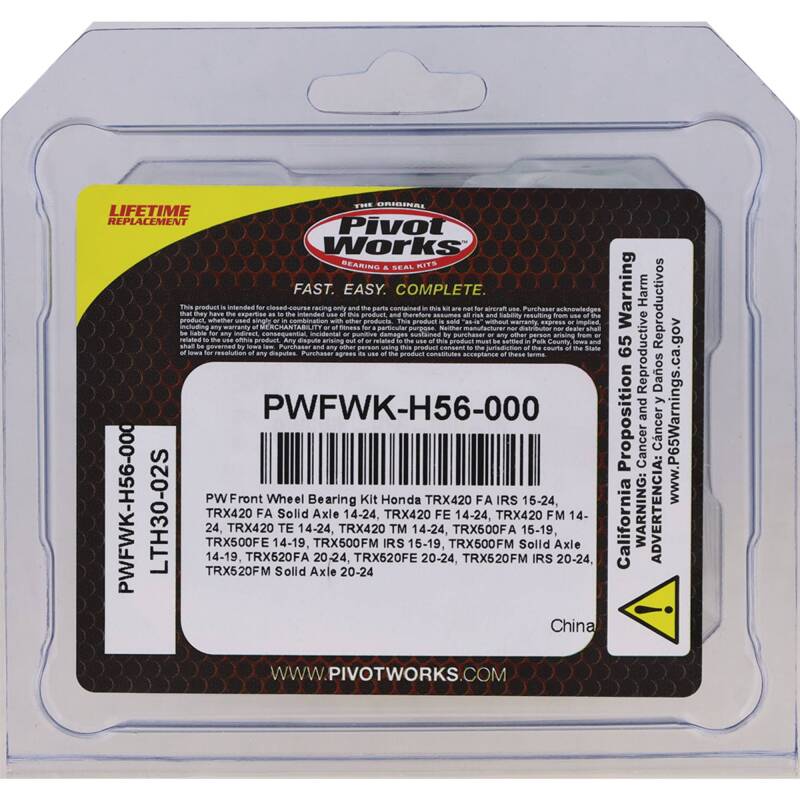 Pivot Works PWFWK-H56-000 - PIVPWFWK-H56-000 - Pivot Works 15-23 Honda TRX420 FA IRS Front Wheel Bearing Kit - Shipped in Europe - Tuningsupply.com