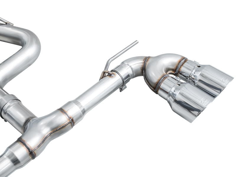 AWE Tuning 3020-42658 - AWE3020-42658 - AWE MK8 Volkswagen Golf R 3in Track Edition Quad Exhaust - Chrome Silver Tips - Shipped in Europe - Tuningsupply.com