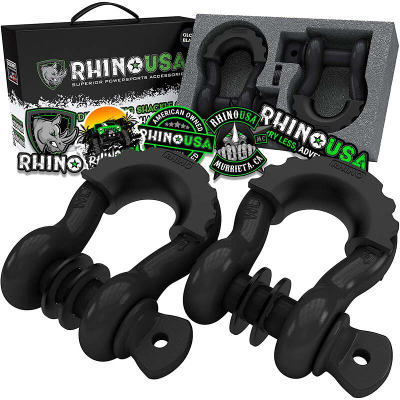 Rhino USA RNO-MATTE-SHACK - RSARNO-MATTE-SHACK - Rhino USA 3/4In D-Ring Shackle Set (2-Pack) Matte Black - Shipped in Europe - Tuningsupply.com