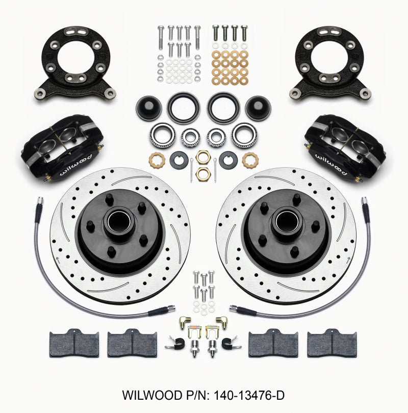 Wilwood 140-13476-D - WIL140-13476-D - Wilwood Forged Dynalite-M Front Kit 11.30in 1 PC Rotor&Hub-Drill 65-69 Mustang Disc & Drum Spindle - Shipped in Europe - Tuningsupply.com