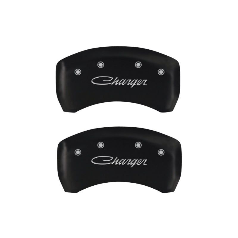 MGP 12162SCHSRD - MGP12162SCHSRD - MGP 4 Caliper Covers Engraved Front & Rear Cursive/Charger Red finish silver ch - Shipped in Europe - Tuningsupply.com