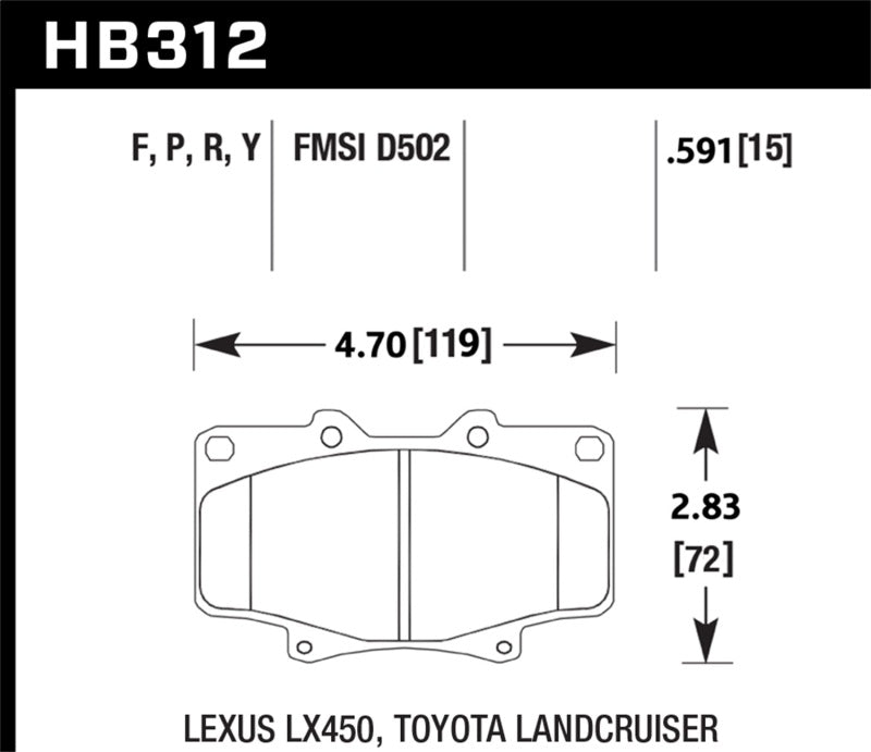 Hawk Performance KHB312Y.591 - HAWKHB312Y.591 - Hawk LTS Street Brake Pads - Shipped in Europe - Tuningsupply.com