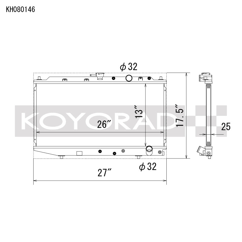 Koyo KH080146 - KOYKH080146 - Koyo 88-91 Honda Civic / CRX EF Chassis w/B-Series (Manual Transmission) All-Aluminum Radiator - Shipped in Europe - Tuningsupply.com