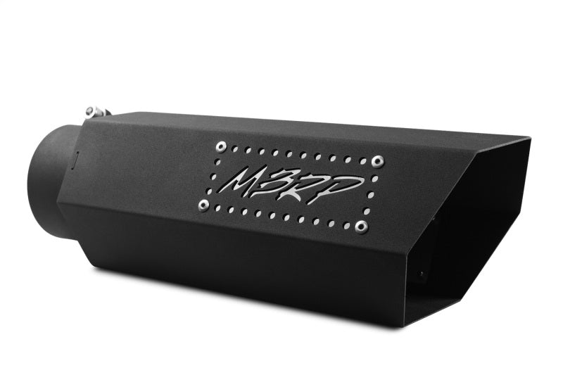 MBRP PT5164BLK - MBRPT5164BLK - MBRP Universal Hex Tip 4in Inlet 16in Length w/ Logo - Black Coated - Shipped in Europe - Tuningsupply.com