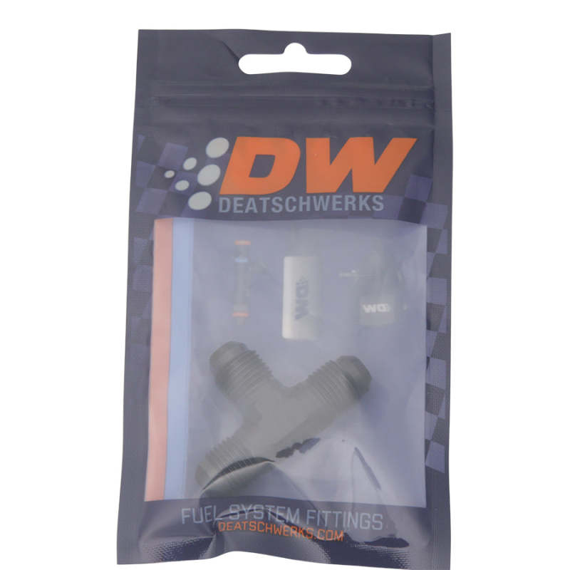 DeatschWerks 6-02-0721-B - DWK6-02-0721-B - DeatschWerks 6AN Male Flare to 6AN Male Flare to 6AN Male Flare Tee Fitting - Anodized Matte Black - Shipped in Europe - Tuningsupply.com