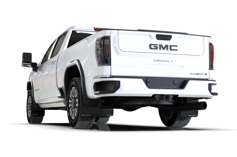 Rally Armor MF131-BLK-WH - RALMF131-BLK-WH - Rally Armor 20-26 GMC Sierra 2500/3500 HD Denali Black Mud Flap w/White Logo - Shipped in Europe - Tuningsupply.com