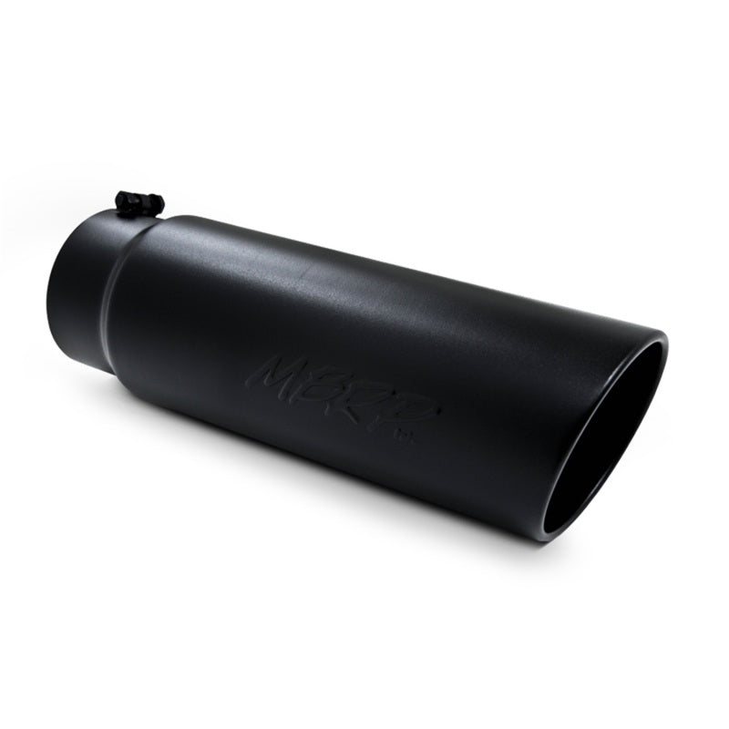 MBRP PT5125BLK - MBRPT5125BLK - MBRP Universal Tip 6in OD Angled Rolled End 5in Inlet 18in Length Black Finish Exhaust - Shipped in Europe - Tuningsupply.com