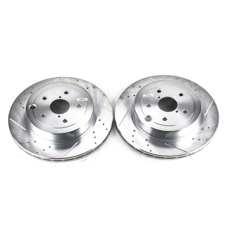 PowerStop JBR1366XPR - PSBJBR1366XPR - Power Stop 08-14 Subaru Impreza Rear Evolution Drilled & Slotted Rotors - Pair - Shipped in Europe - Tuningsupply.com
