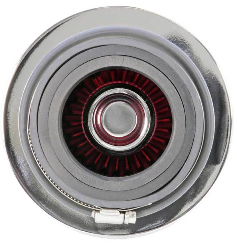 K&N Engineering RG-1001RD - KNNRG-1001RD - K&N Universal Air Filter Chrome Round Tapered Red - 4in Flange ID x 1.125in Flange Length x 5.5in H - Shipped in Europe - Tuningsupply.com