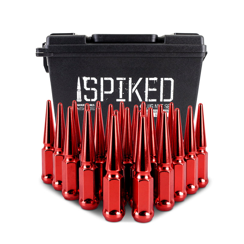 Mishimoto MMLG-SP1415-24RD - MISMMLG-SP1415-24RD - Mishimoto Mishimoto Steel Spiked Lug Nuts M14 x 1.5 24pc Set Red - Shipped in Europe - Tuningsupply.com