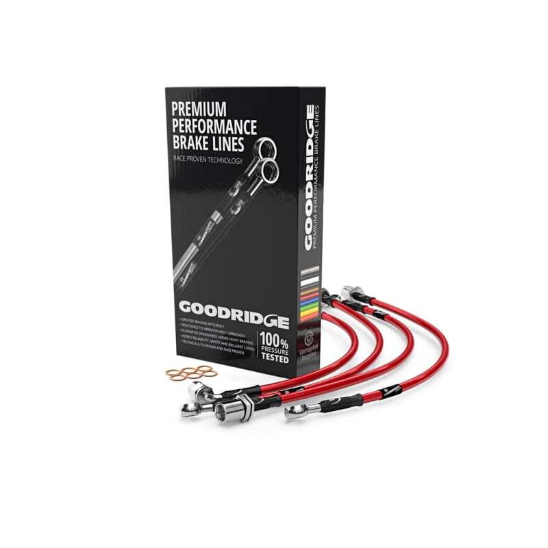 Goodridge 30008-RD - GRI30008-RD - Goodridge 10-12 Audi S4 Stainless Steel Brake Lines - Red - Shipped in Europe - Tuningsupply.com