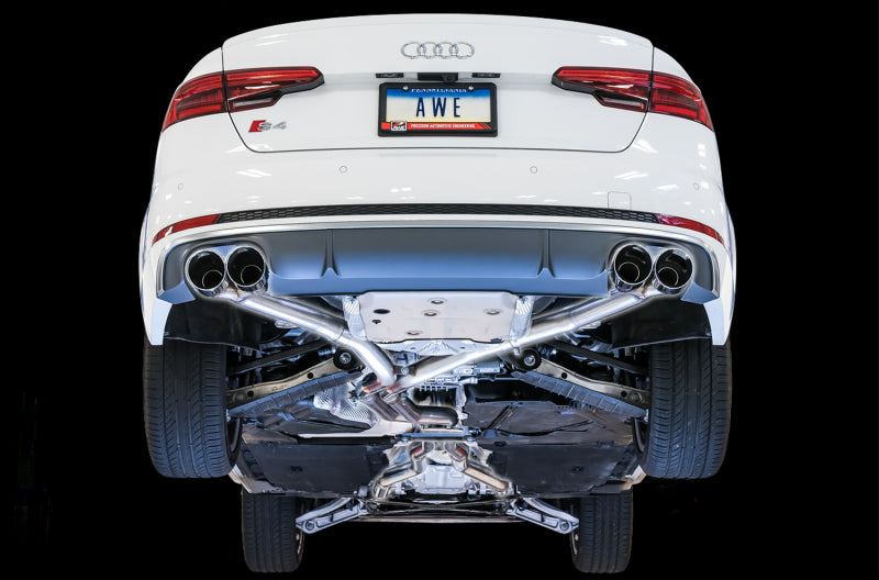 AWE Tuning 3010-43048 - AWE3010-43048 - AWE Tuning Audi B9 S4 Track Edition Exhaust - Non-Resonated (Black 102mm Tips) - Shipped in Europe - Tuningsupply.com