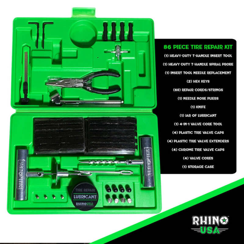Rhino USA RNO-TIRE-REPAIR-KIT - RSARNO-TIRE-REPAIR-KIT - Rhino USA Tire Repair Plug Kit, 86 Pieces - Shipped in Europe - Tuningsupply.com