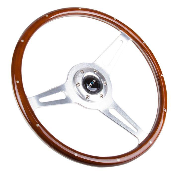 NRG ST-380SL - NRGST-380SL - NRG Classic Wood Grain Steering Wheel (365mm) Wood w/Metal Inserts & Brushed Alum. 3-Spoke Center - Shipped in Europe - Tuningsupply.com