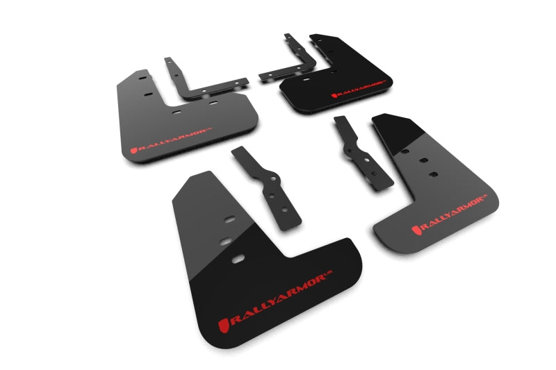 Rally Armor MF126-UR-BLK-RD - RALMF126-UR-BLK-RD - Rally Armor 2024+ Ford Mustang Black UR Mud Flap w/ Red Logo - Shipped in Europe - Tuningsupply.com