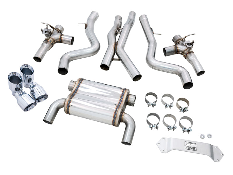 AWE Tuning 3025-42070 - AWE3025-42070 - AWE Tuning BMW F8X M3/M4 SwitchPath Catback Exhaust - Chrome Silver Tips - Shipped in Europe - Tuningsupply.com