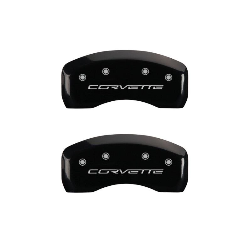 MGP 13008SCV6BK - MGP13008SCV6BK - MGP 4 Caliper Covers Engraved Front & Rear C6/Corvette Black finish silver ch - Shipped in Europe - Tuningsupply.com
