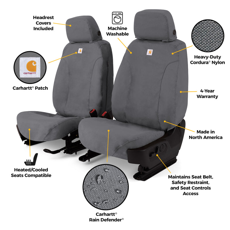 Covercraft SSC2533COGY - CVRSSC2533COGY - Covercraft 19-25 Chevrolet Silverado Carhartt Super Dux SeatSaver Front Row Custom Seat Cvr - Gravel - Shipped in Europe - Tuningsupply.com