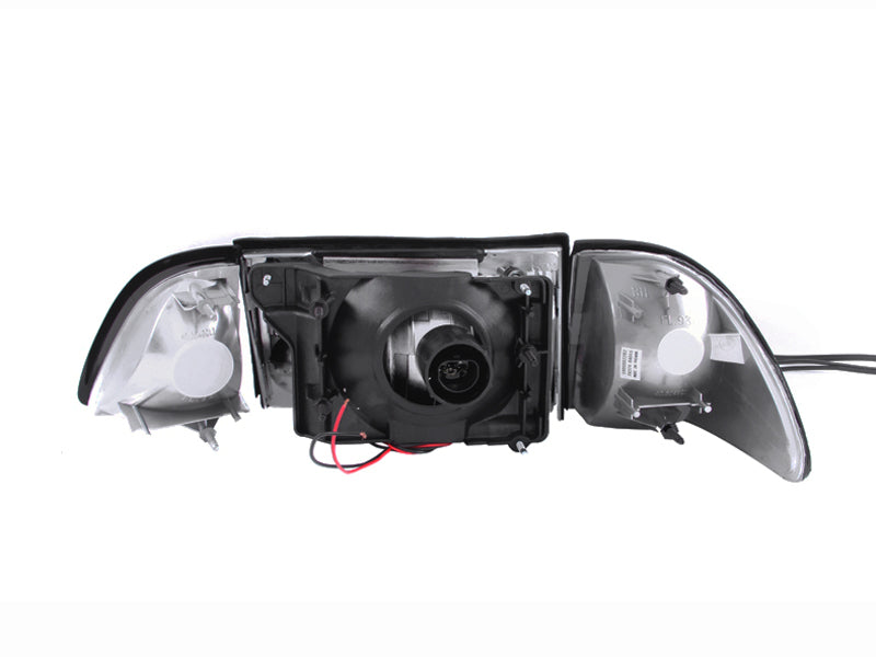 ANZO 121195 - ANZ121195 - ANZO 1987-1993 Ford Mustang Crystal Headlights Chrome w/ Corner Lights 2pc - Shipped in Europe - Tuningsupply.com