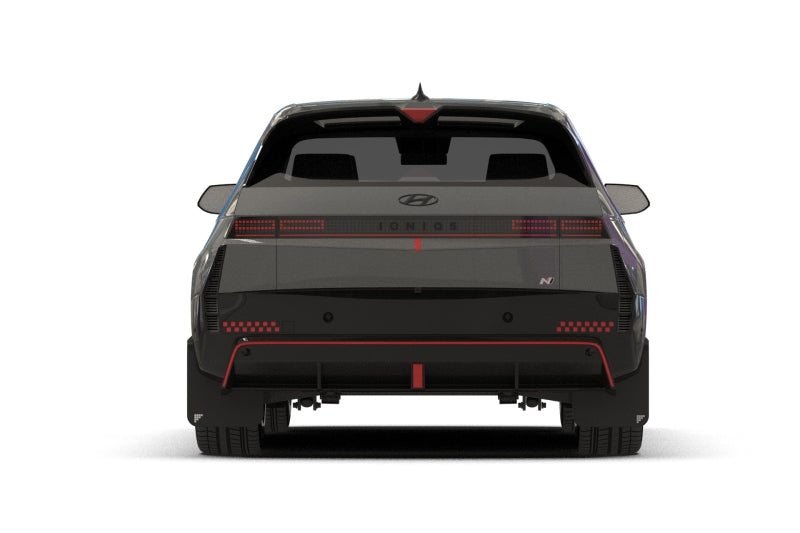 Rally Armor MF117-BAT-BLK-SIL - RALMF117-BAT-BLK-SIL - Rally Armor 2025 Hyundai Ioniq 5 N Black UR Mud Flap Silver Battery Logo - Shipped in Europe - Tuningsupply.com