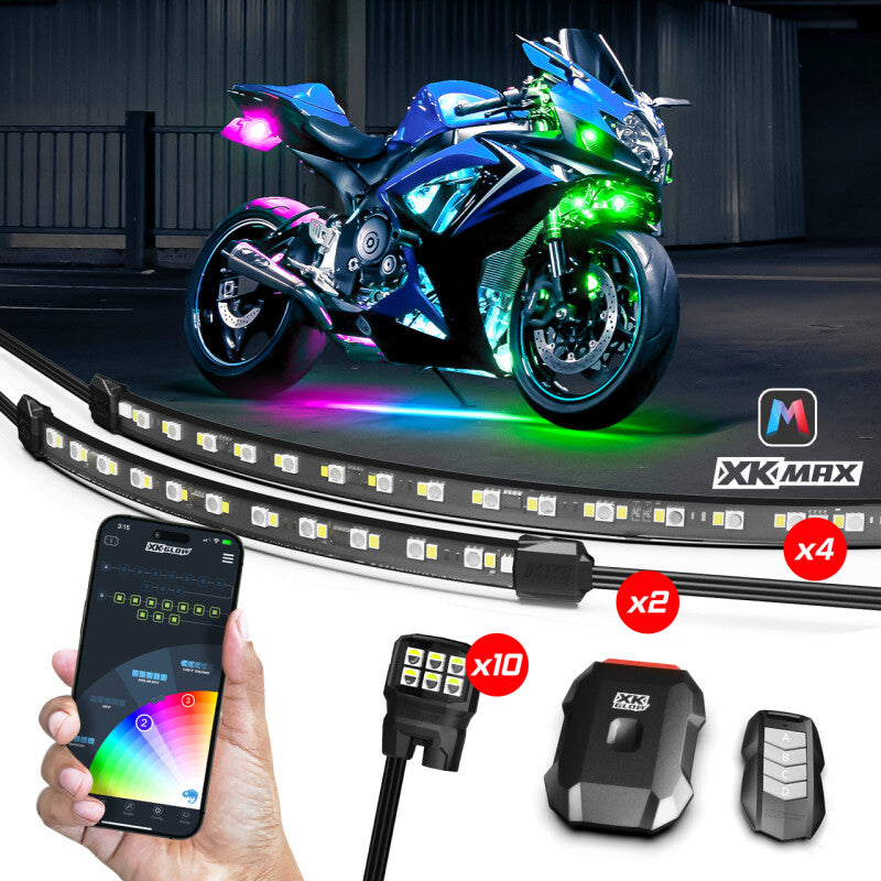 XKGLOW MX-MOTO-ADV - XKGMX-MOTO-ADV - XK Glow XKmax RGBW 16pc addressable Motorcycle Underglow Light Kit - Shipped in Europe - Tuningsupply.com