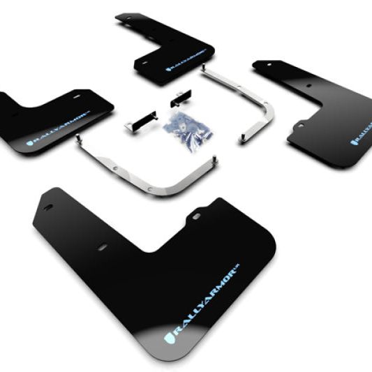 Rally Armor MF57-UR-BLK/PBL - RALMF57-UR-BLK/PBL - Rally Armor 19-22 Hyundai Veloster N Black UR Mud Flap w/ Performance Blue Logo - Shipped in Europe - Tuningsupply.com