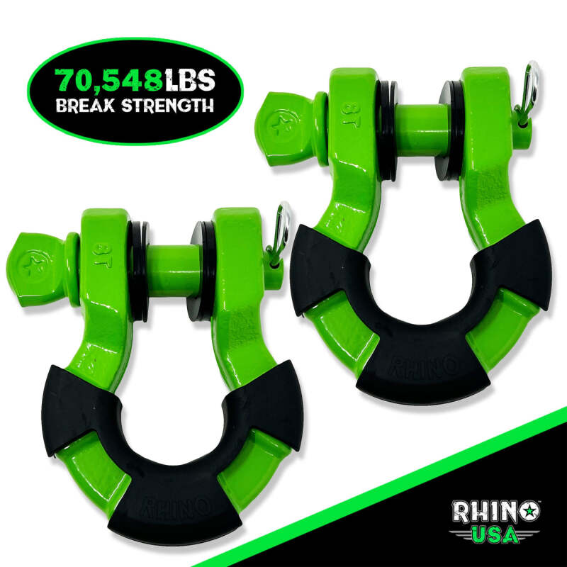 Rhino USA SUPERSHACK-GRN - RSASUPERSHACK-GRN - Rhino USA 8T Super Shackle 2-Pack (Green) - Shipped in Europe - Tuningsupply.com