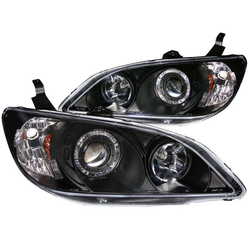 ANZO 121059 - ANZ121059 - ANZO 2004-2005 Honda Civic Projector Headlights w/ Halo Black - Shipped in Europe - Tuningsupply.com