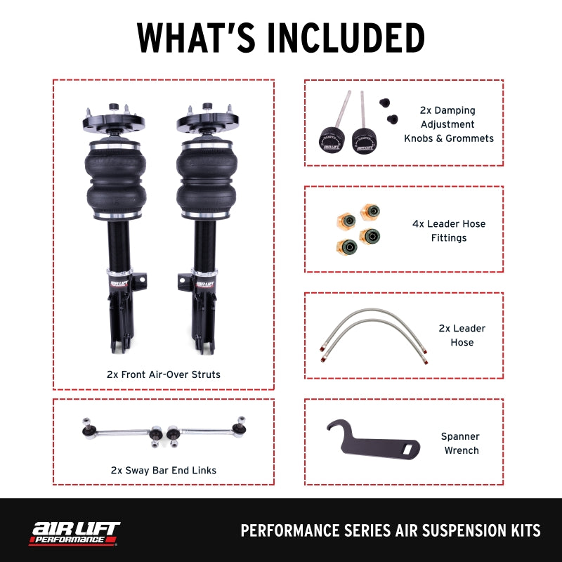 Air Lift 76015 - ALF76015 - Air Lift Performance 2005-2014 Ford Mustang (S197) Front Kit (3/8 Fittings Not Included) - Shipped in Europe - Tuningsupply.com