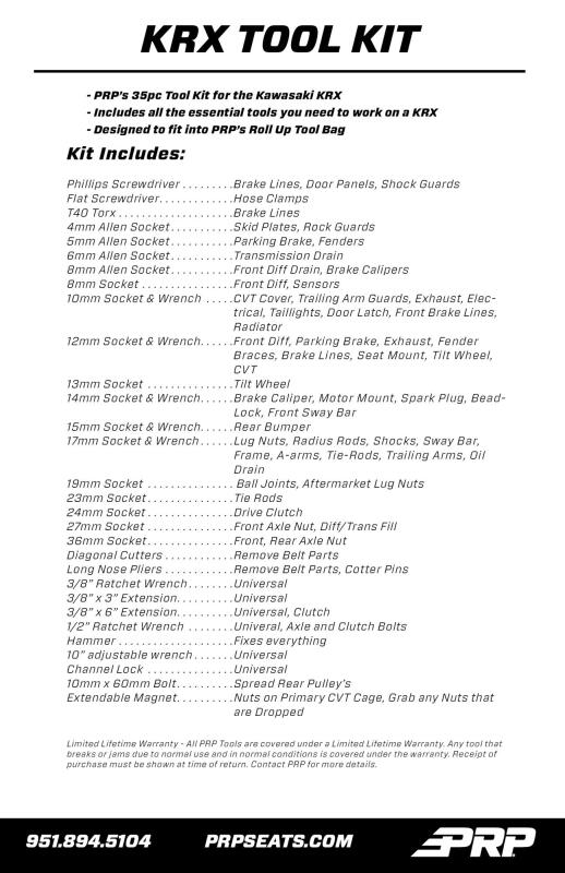 PRP Seats E132 - PRPE132 - PRP Kawasaki KRX Roll Up Tool Bag w/ 35pc Tool Kit - Shipped in Europe - Tuningsupply.com