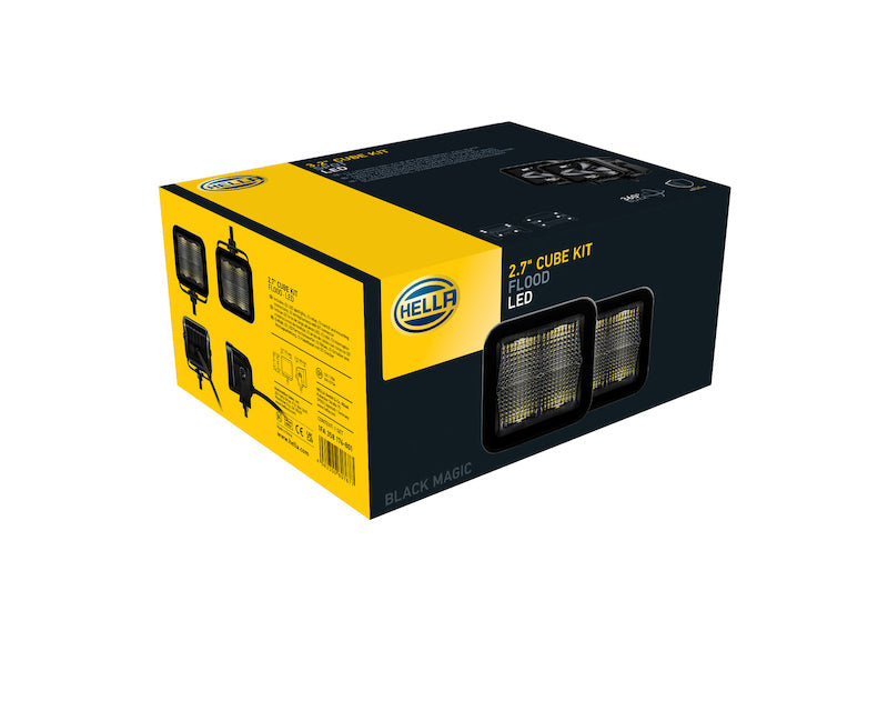 Hella LA358176801 - HELLA358176801 - Hella Universal Black Magic 2.7in L.E.D. Cube Kit - Flood Beam - Shipped in Europe - Tuningsupply.com
